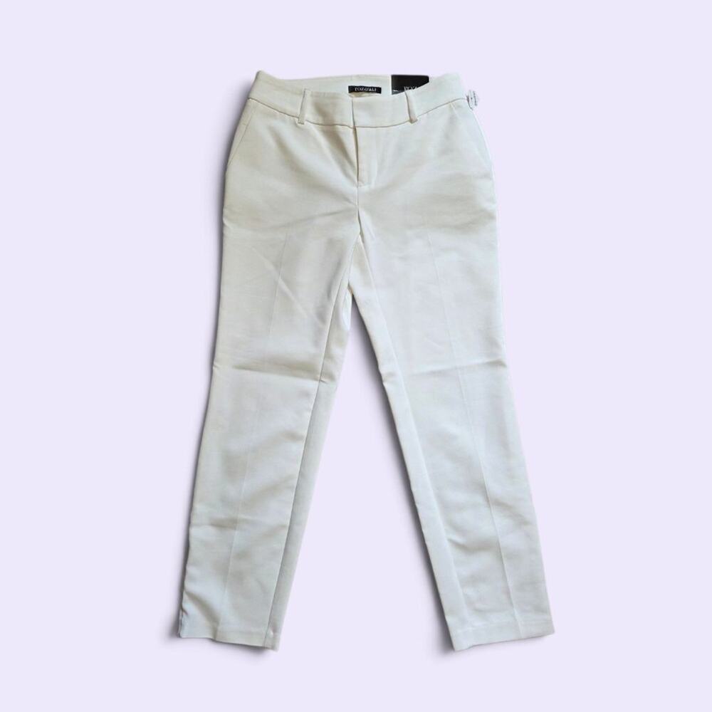 Roz & Ali Signature Fit Ankle Pants Size 2 White Zip Ankle Dress Pant NWT